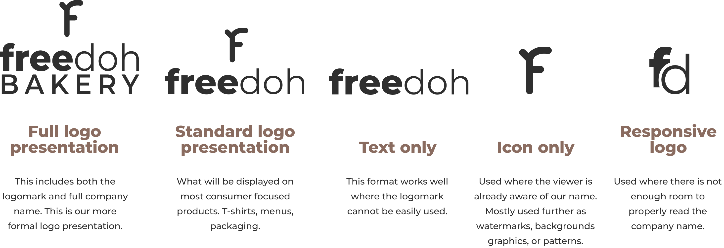 FreeDoh Bakery logo possibilities, logomark, logotype, branding